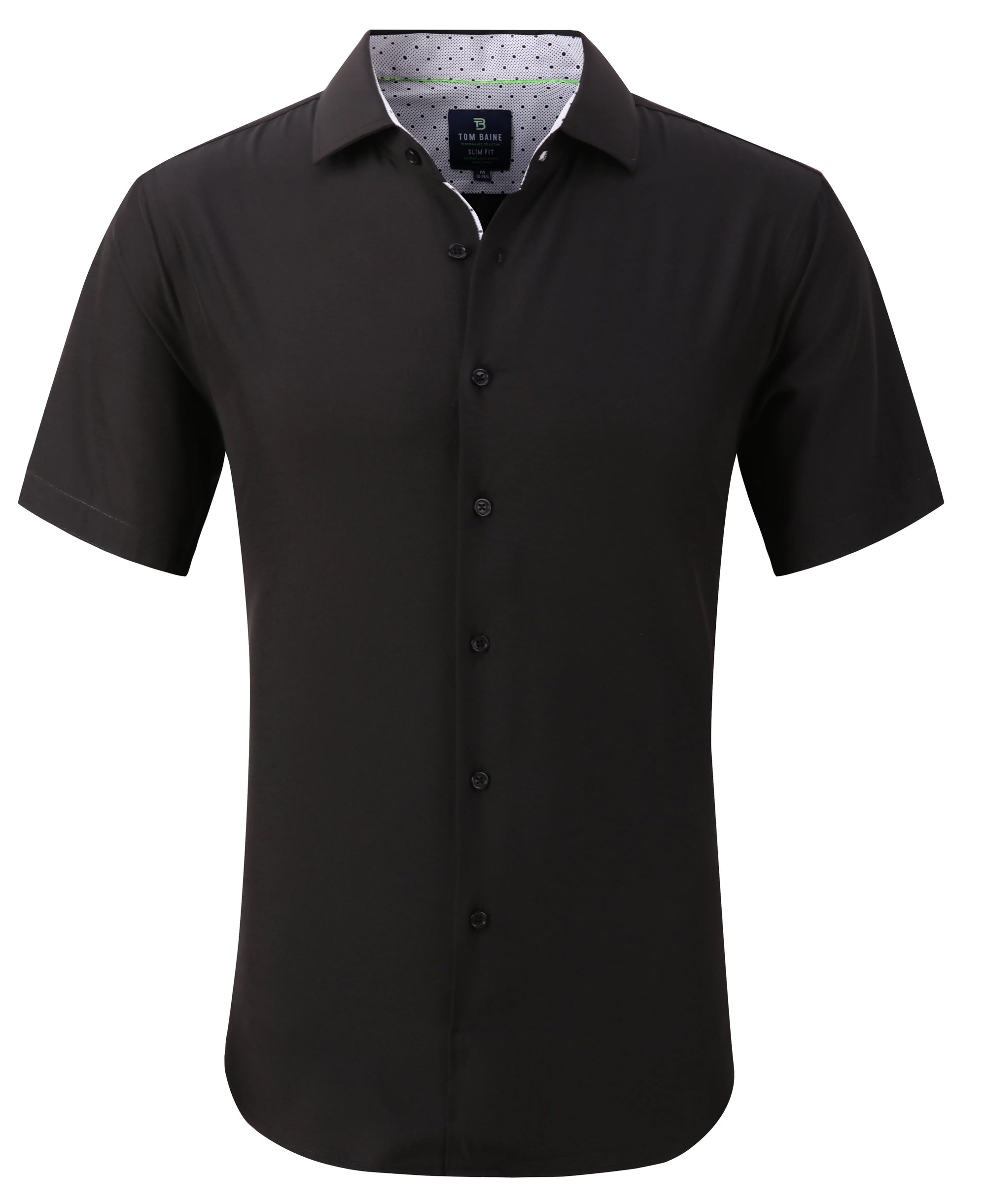 Men&#39;s Slim Fit Performance Short Sleeve Solid Shirt Black