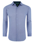 Men's Slim Fit Performance Long Sleeve Mini Plaid Shirt Light Blue